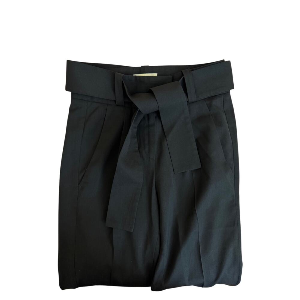 Maje High‎ Waisted Belted Tie Waist Pants Size 34 XS Black Luxury Virgin Wool - Picture 12 of 16